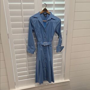 Etcetera Blue Long Sleeve Belted Dress